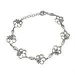 Sterling silver floral bracelet with lobster clasp, top view