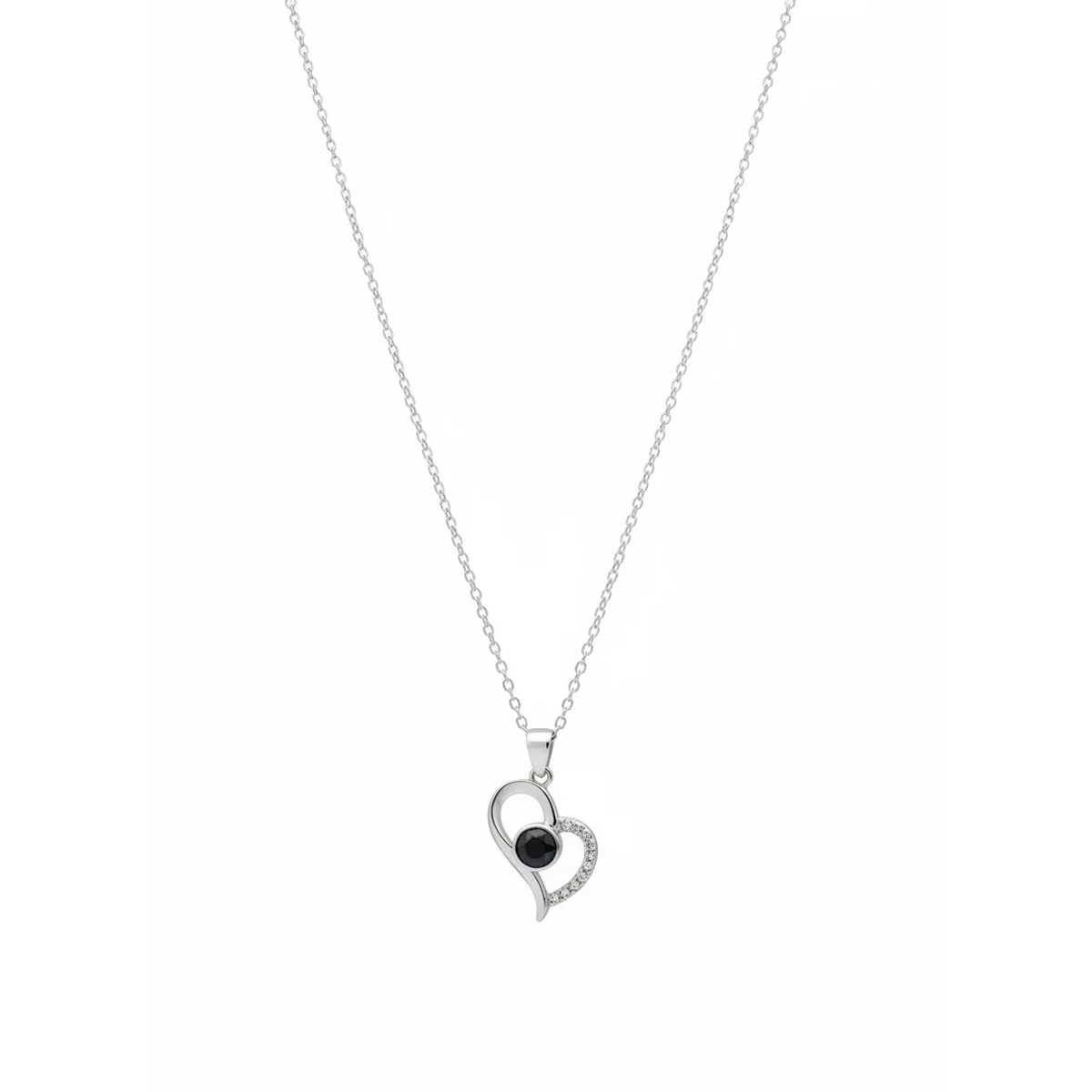 925 Sterling Silver Heart Pendant Necklace with Black Onyx | Dublin Silver