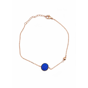 925 Sterling Silver Rose Gold-Plated Bracelet with Blue Enamel Charm | Dublin Silver
