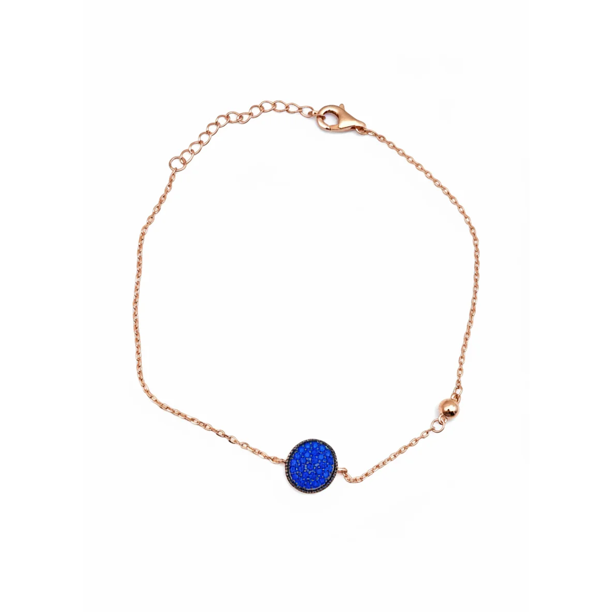 925 Sterling Silver Rose Gold-Plated Bracelet with Blue Enamel Charm | Dublin Silver