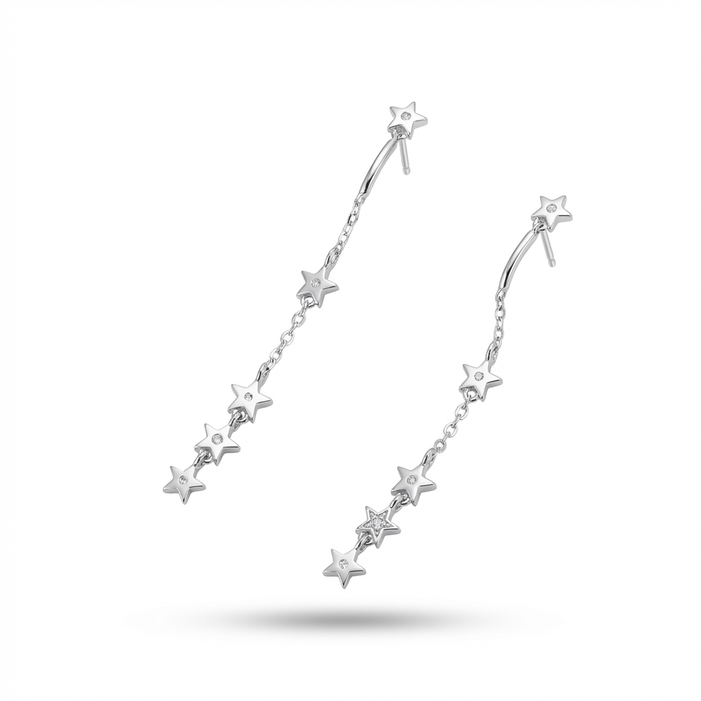 Sterling Silver Star Dangle Earrings | Dublin Silver