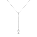 Sterling silver triangle pendant necklace with delicate chain, front view