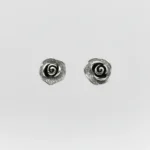 Sterling silver rose stud earrings with elegant design, front view