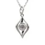 Sterling silver pendant necklace with cubic zirconia, front view