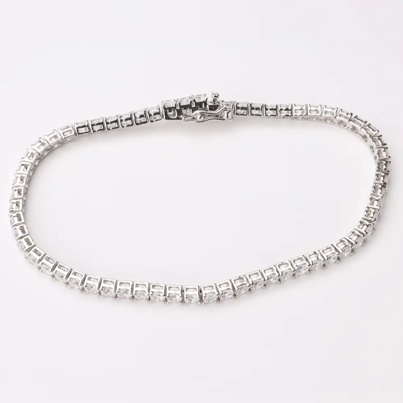 Sterling silver tennis bracelet with cubic zirconia, top view