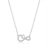Sterling silver infinity heart pendant on chain, front view