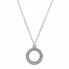 Sterling silver circle pendant on elegant chain, front view
