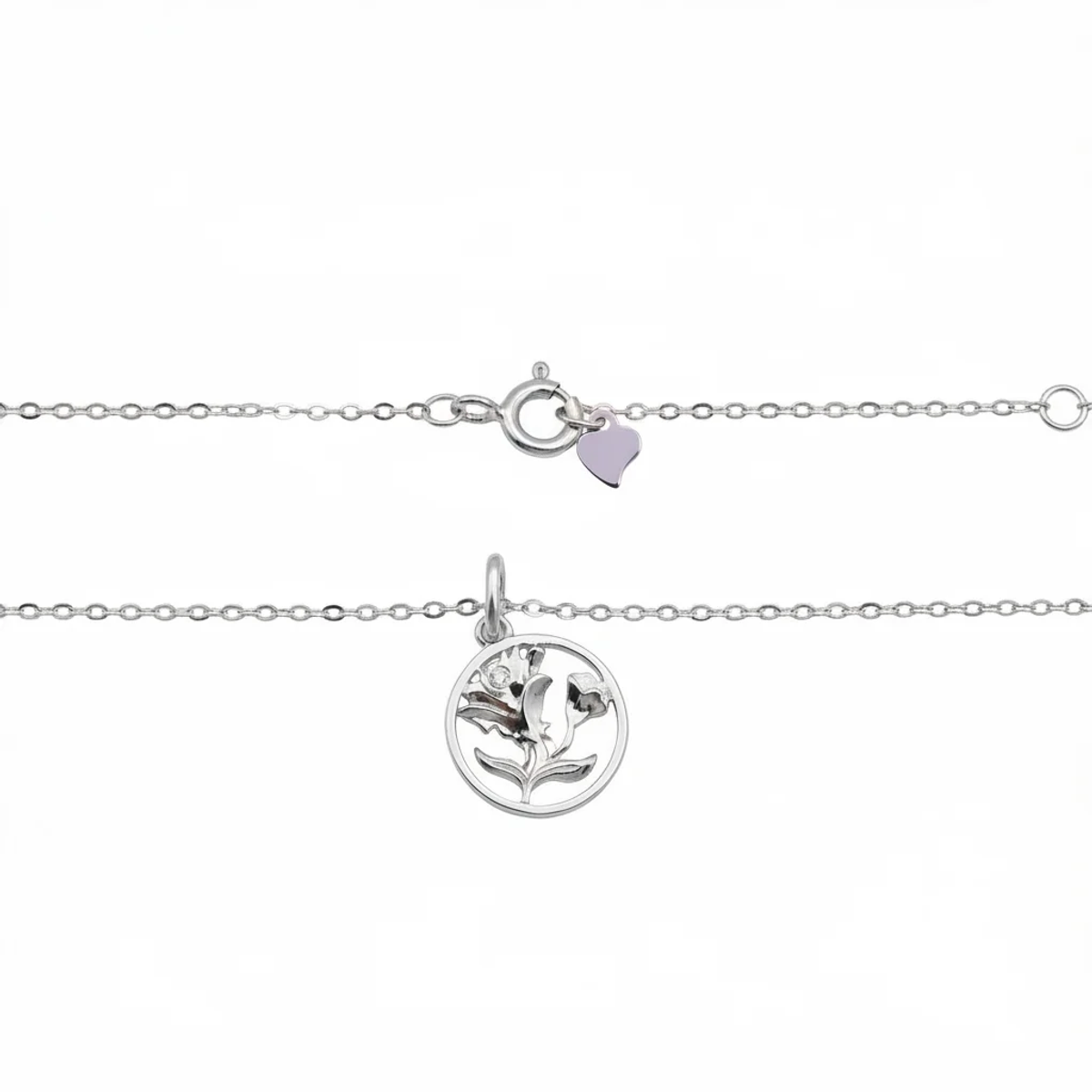 925 Sterling Silver Rose Pendant Necklace | Dublin Silver