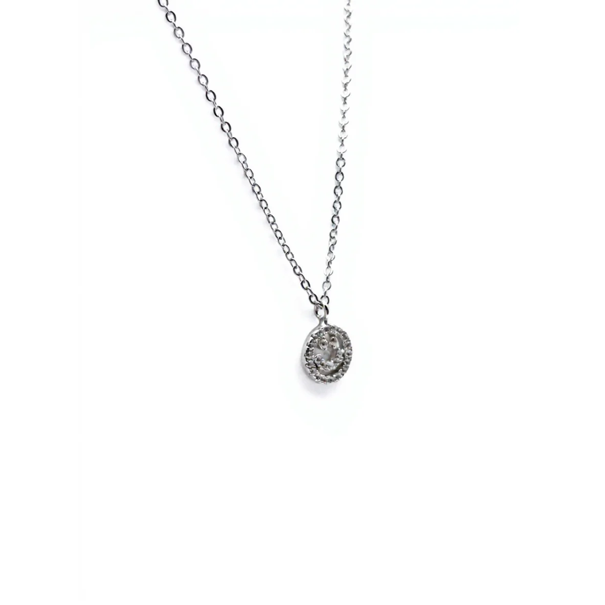 925 Sterling Silver Smiley Face Pendant Necklace | Dublin Silver