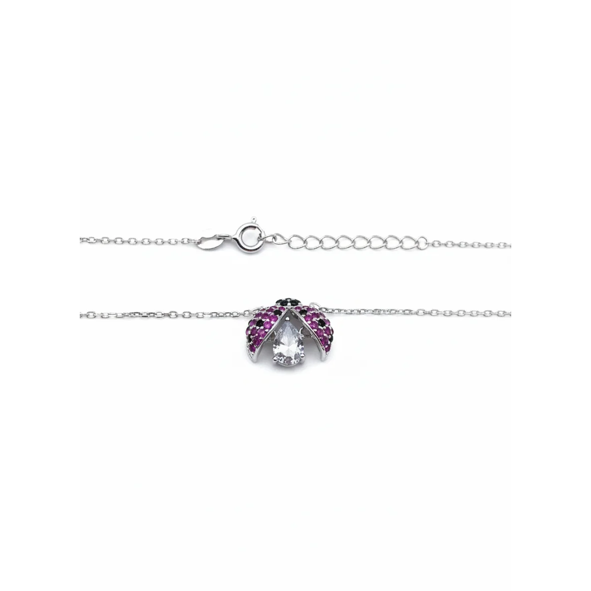 925 Sterling Silver Ladybug Pendant Necklace with Gemstones | Dublin Silver