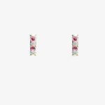 Sterling silver earrings with ruby gemstones, front view