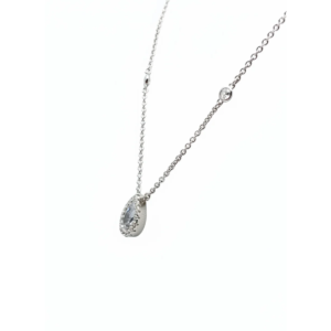 925 Sterling Silver Teardrop Pendant Necklace with Cubic Zirconia 18-inch Chain | Dublin Silver