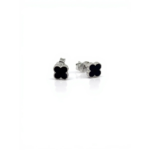 925 Sterling Silver Clover Stud Earrings Black Enamel | Dublin Silver
