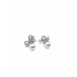 925 Sterling Silver Pearl Bow Earrings | Dublin Silver