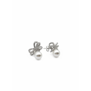 925 Sterling Silver Pearl Bow Earrings | Dublin Silver