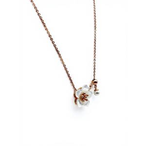 925 Sterling Silver Flower Pendant Necklace with Pearl Accent | Dublin Silver