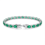 925 Sterling Silver Emerald Tennis Bracelet Box Clasp | Dublin Silver