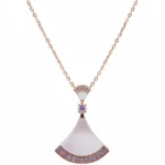 Sterling silver pendant necklace with rose gold finish, front view