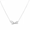 Sterling silver bow necklace with delicate chain, front view