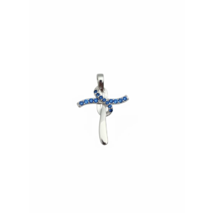 925 Sterling Silver Cross Pendant with Blue Gemstones | Dublin Silver