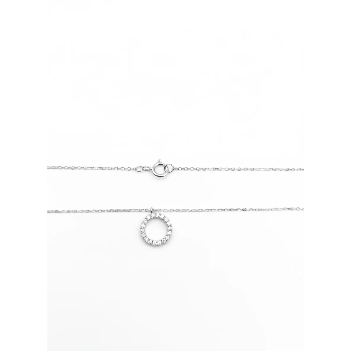 925 Sterling Silver Circle Pendant Necklace with Cubic Zirconia | Dublin Silver