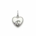 Sterling silver Claddagh heart pendant with intricate detailing, front view