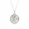 Sterling silver rose pendant on delicate chain, front view