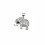 Sterling silver elephant pendant with cubic zirconia, front view