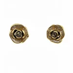 Gold-plated sterling silver rose stud earrings, front view