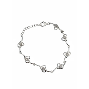 925 Sterling Silver Heart Link Bracelet Lobster Clasp | Dublin Silver