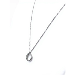 925 Sterling Silver Circle Pendant Necklace with Cubic Zirconia | Dublin Silver