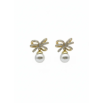 Gold-Plated Sterling Silver Bow Pearl Earrings | Dublin Silver