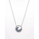 925 Sterling Silver Wave Pendant Necklace with Blue Accents | Dublin Silver