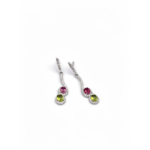 925 Sterling Silver Elegant Drop Earrings with Pink and Green Stones | Dublin Silver
