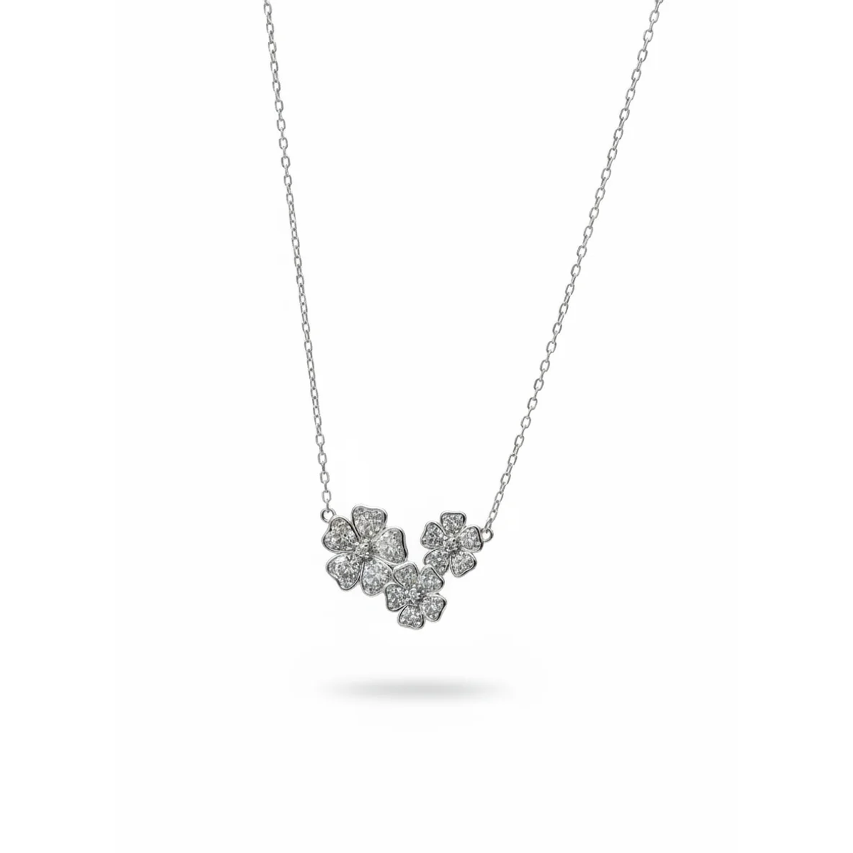 925 Sterling Silver Floral Necklace with Cubic Zirconia | Dublin Silver