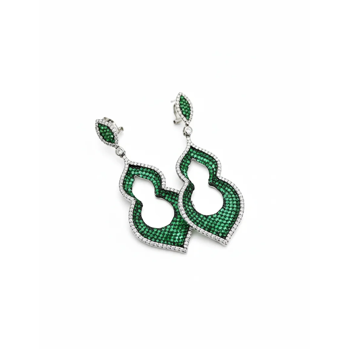 925 Sterling Silver Emerald Green Statement Earrings | Dublin Silver