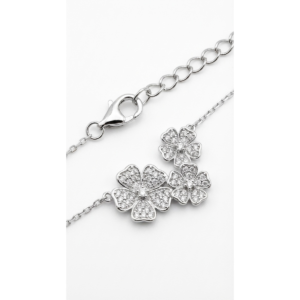 925 Sterling Silver Floral Necklace with Cubic Zirconia | Dublin Silver