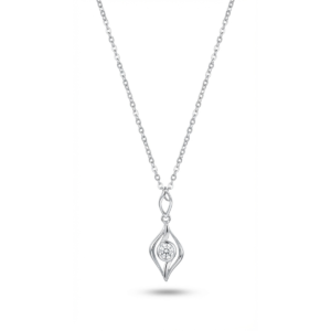 Sterling silver pendant necklace with cubic zirconia, front view