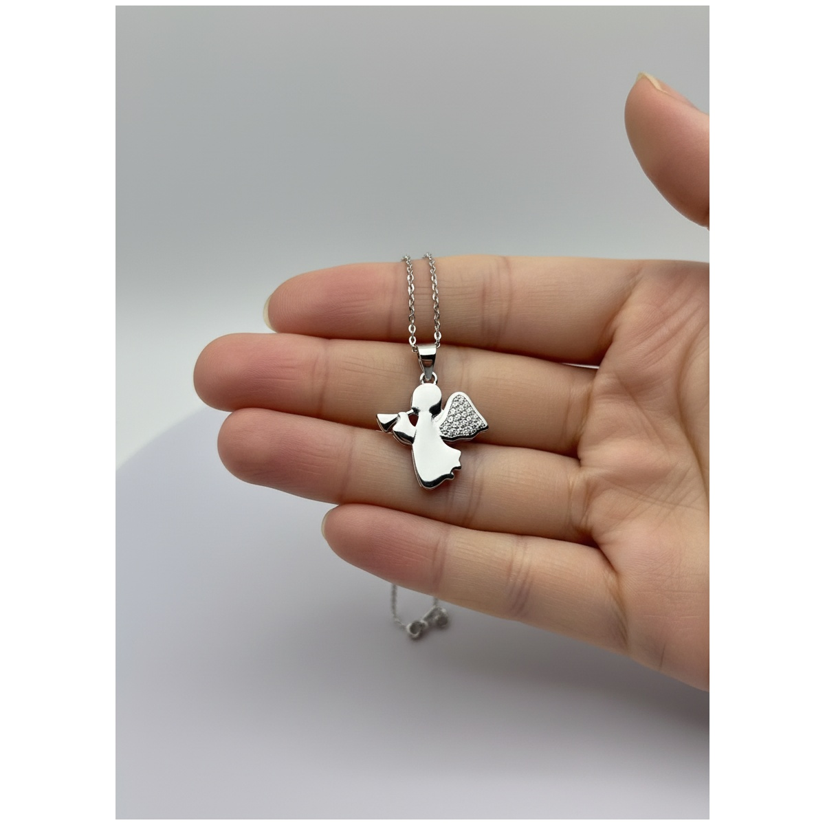 925 Sterling Silver Angel Pendant with Crystal Accents | Dublin Silver