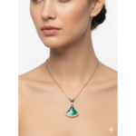925 Sterling Silver Malachite Pendant Necklace with Rose Gold Plating | Dublin Silver