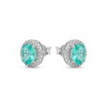 Elegant 925 sterling silver emerald green stud earrings showcasing premium craftsmanship.