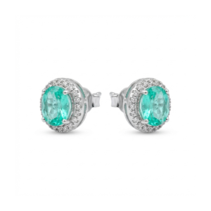 Elegant 925 Sterling Silver Emerald Green Stud Earrings
