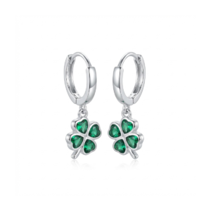 925 Sterling Silver Shamrock Earrings with Green Gemstones | Dublin Silver