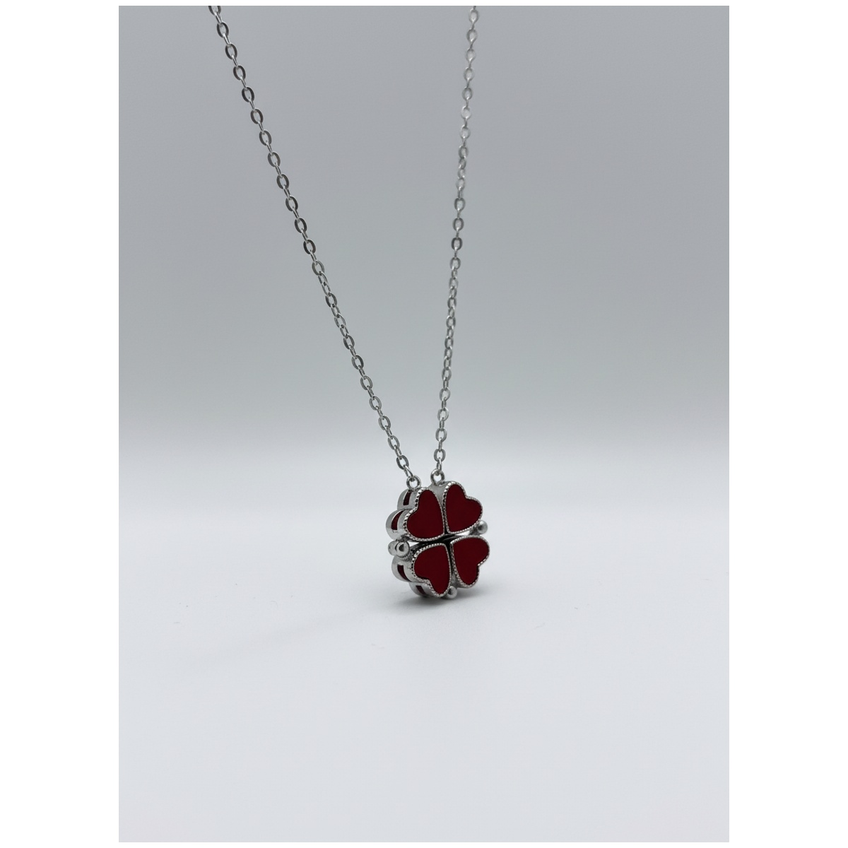 925 Sterling Silver Heart Clover Pendant Necklace 18-inch Chain | Dublin Silver