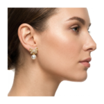 Gold-Plated Sterling Silver Bow Pearl Earrings | Dublin Silver