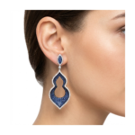 Dublin Silver 925 Sterling Silver Blue Gemstone Dangle Earrings