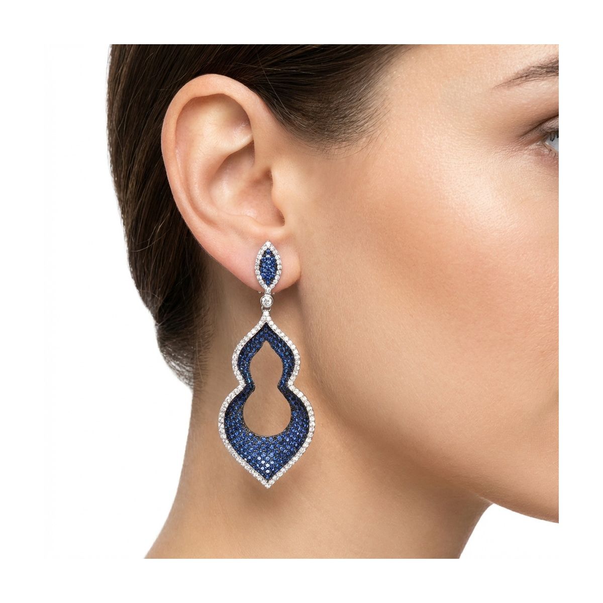 Dublin Silver 925 Sterling Silver Blue Gemstone Dangle Earrings