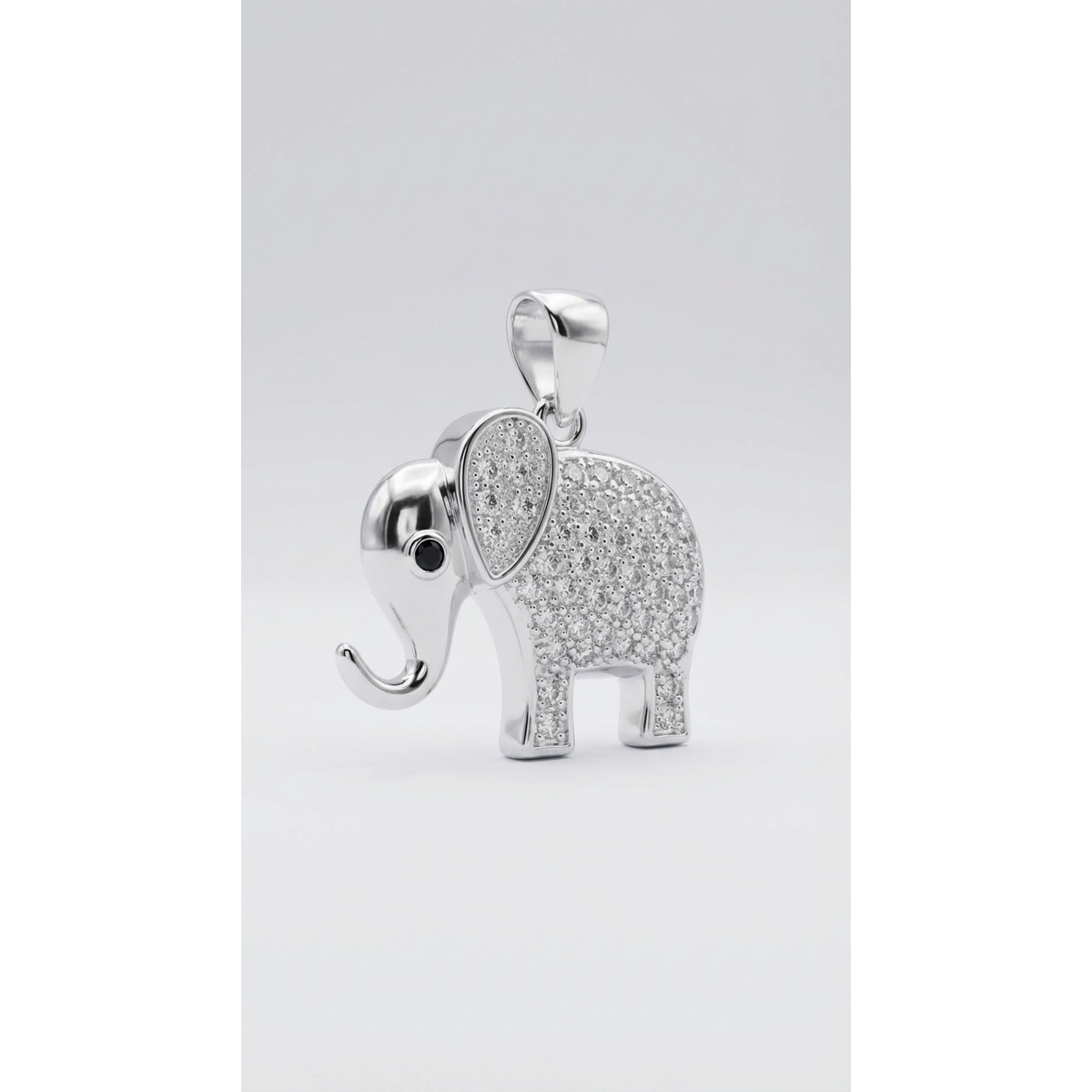 Dublin Silver 925 Sterling Silver Elephant Pendant with Cubic Zirconia