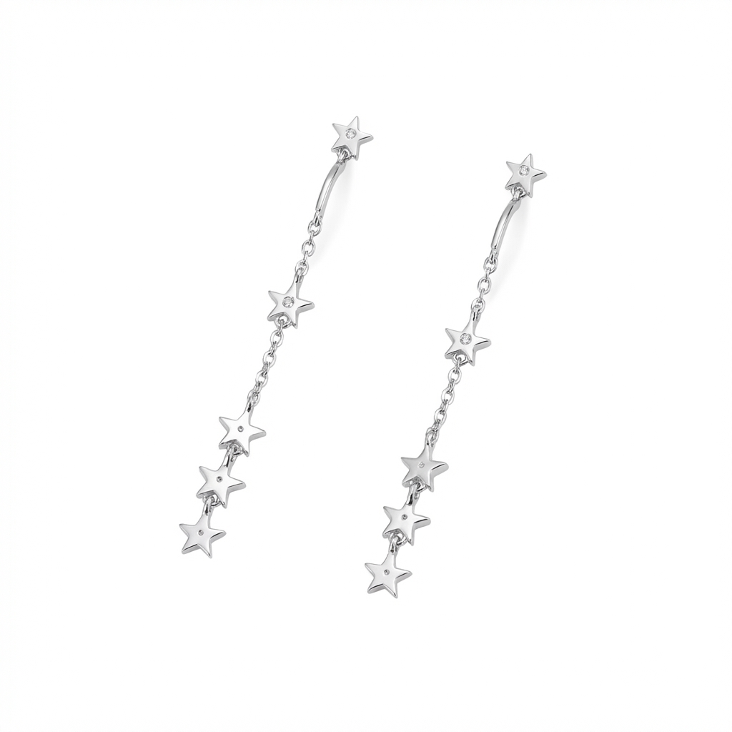 Dublin Silver Sterling Silver Star Dangle Earrings