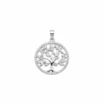 Sterling silver Tree of Life pendant with intricate detailing, front view